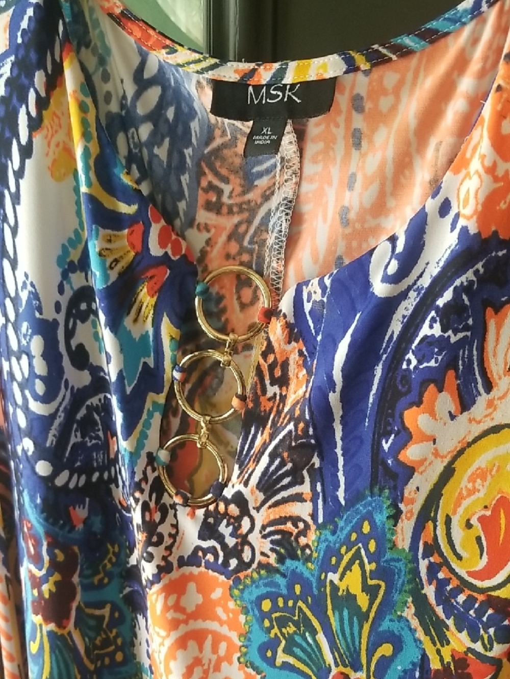 MSK Multicolor Paisley Sleeveless Dress with Ring Accents - Picture 2 of 4